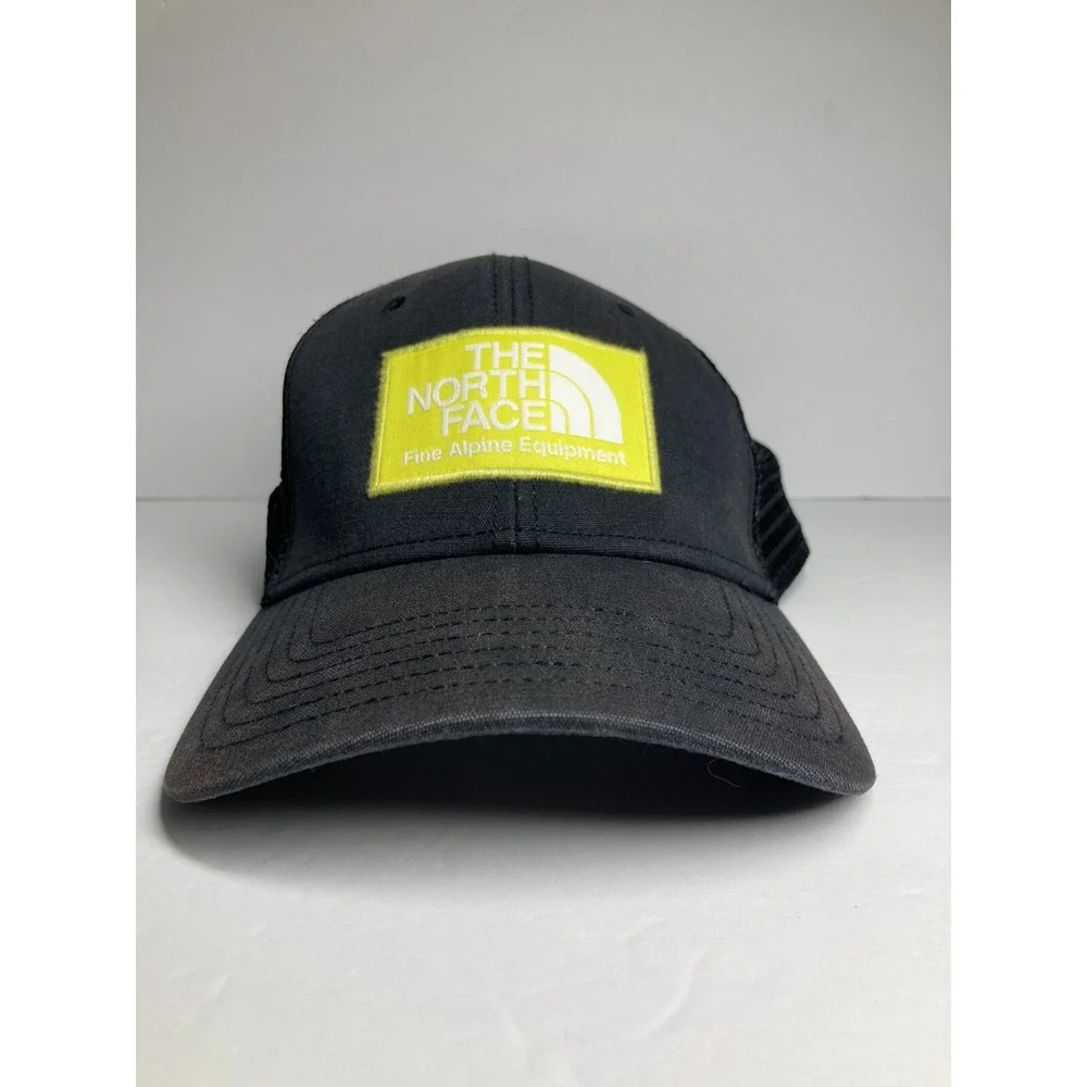 The North Face Trucker Hat Cap Adult  Black Neon Fine Alpine Equipment Patch